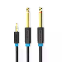 Καλώδιο Ήχου Vention BACBG 2x 6.3mm male σε 3.5mm male 1.5m - Μαύρο