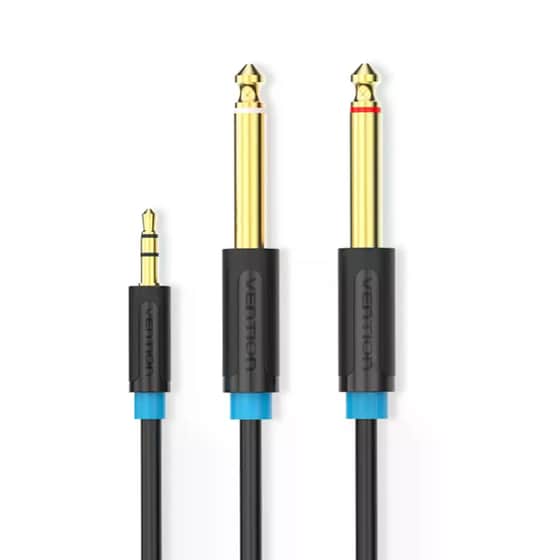 Καλώδιο Ήχου Vention BACBG 2x 6.3mm male σε 3.5mm male 1.5m - Μαύρο image 0