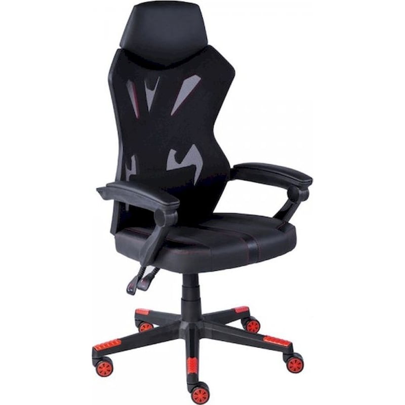 24MALL Καρέκλα Γραφείου/ Gaming 24Mall Madden Pro Υφασμάτινη - Μαύρο/ Κόκκινο