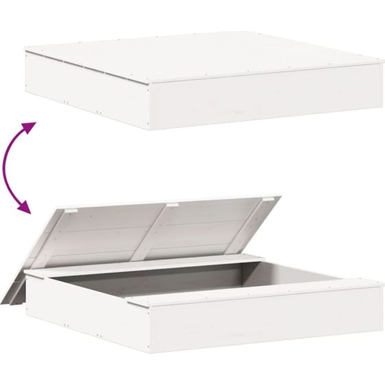 VidaXL Αμμοδόχος με Κάλυμμα 111x111x19.5cm Ξύλινη - Λευκό image 6
