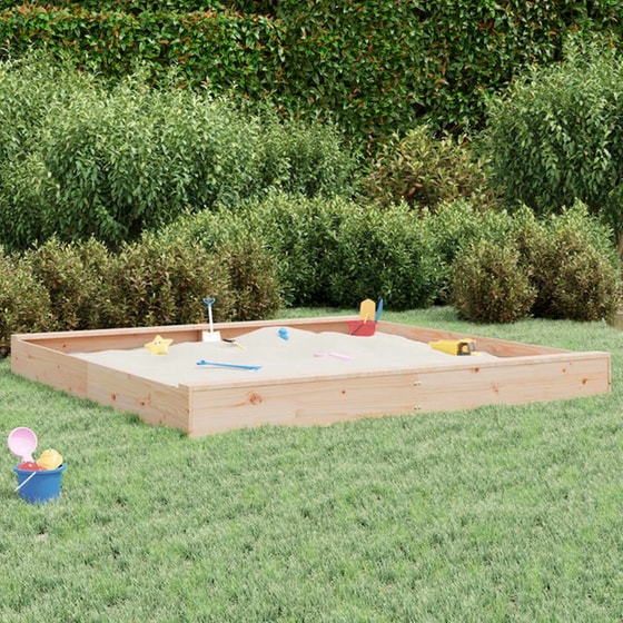 VidaXL Αμμοδόχος με Καθίσματα Τετράγωνη 200x200x20cm Ξύλινη - Φυσικό Χρώμα Ξύλου image 2