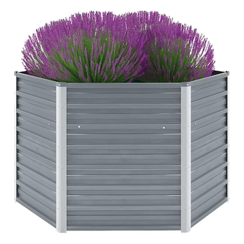 VIDAXL Vidaxl Ζαρντινιέρα Υπερυψωμένη Γκρι 129x129x77 Εκ. Γαλβανισμ. Χάλυβας