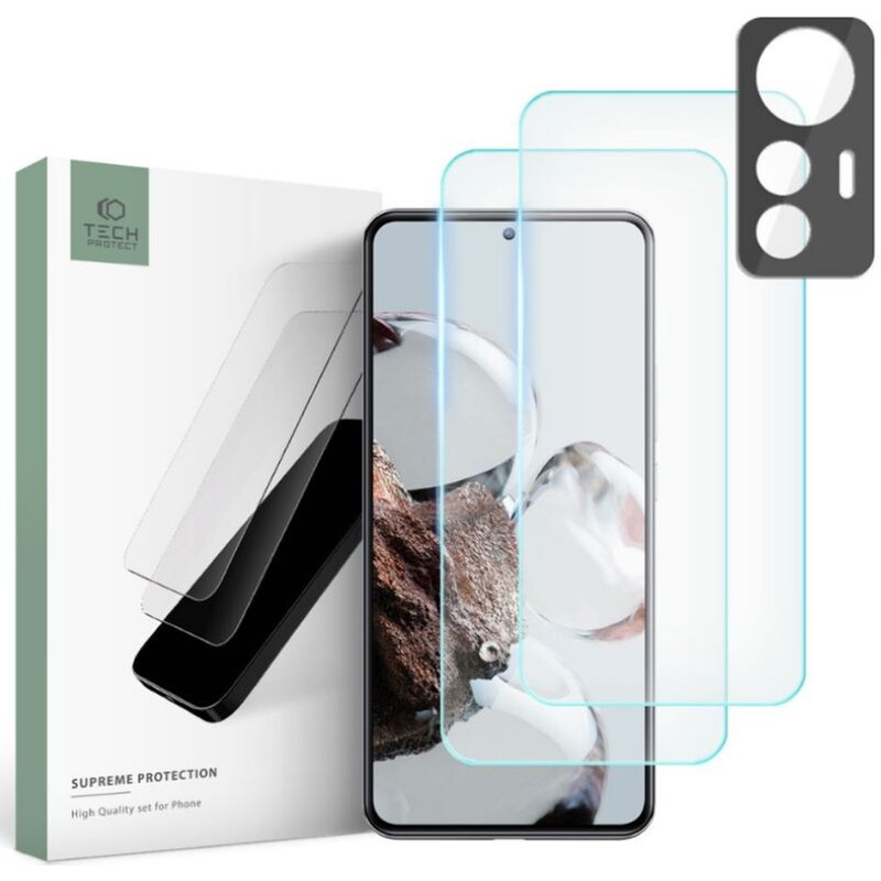 Προστατευτικό οθόνης Xiaomi 12t - Tech-protect Σετ Tempered Glass 2x Screen Anti-Scratch 1x camera Anti-Scratch 9h