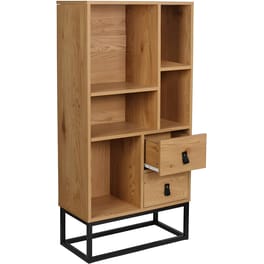Βιβλιοθήκη Με Συρτάρια Home Deco Factory από MDF 60x29x120cm - Καφέ/Μαύρη