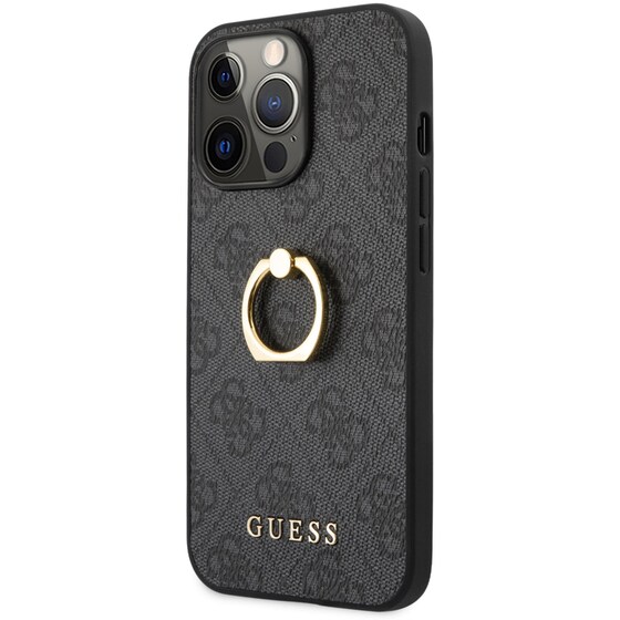 Θήκη Apple iPhone 13 Pro - Guess 4g Logo Ring Collection Hard Case PU Leather - Μαύρo image 5