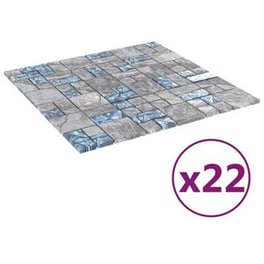 Μωσαϊκά Πλακάκια Vidaxl Γυάλινα 22 Τμχ 30x30 cm - Γκρι / Μπλε