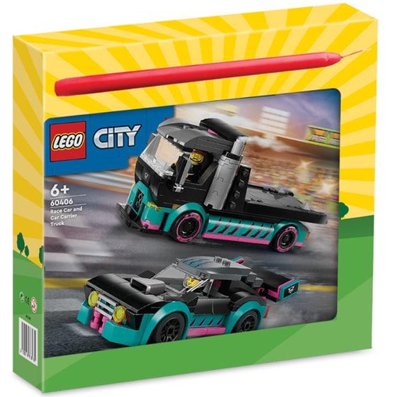 Παιχνιδολαμπάδα Lego City Race Car and Car Carrier Truck (60406) image 0