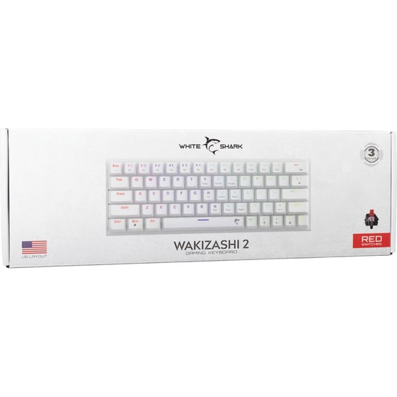 White Shark Wakizashi -2 Ενσύρματο Gaming Πληκτρολόγιο με Red διακόπτες - White (US) image 6