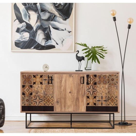 Μπουφές 24Mall Quattro Atlantic Pine από Μοριοσανίδα/Μέταλλο 140x40x80 cm- Καφέ/Μαύρος image 2