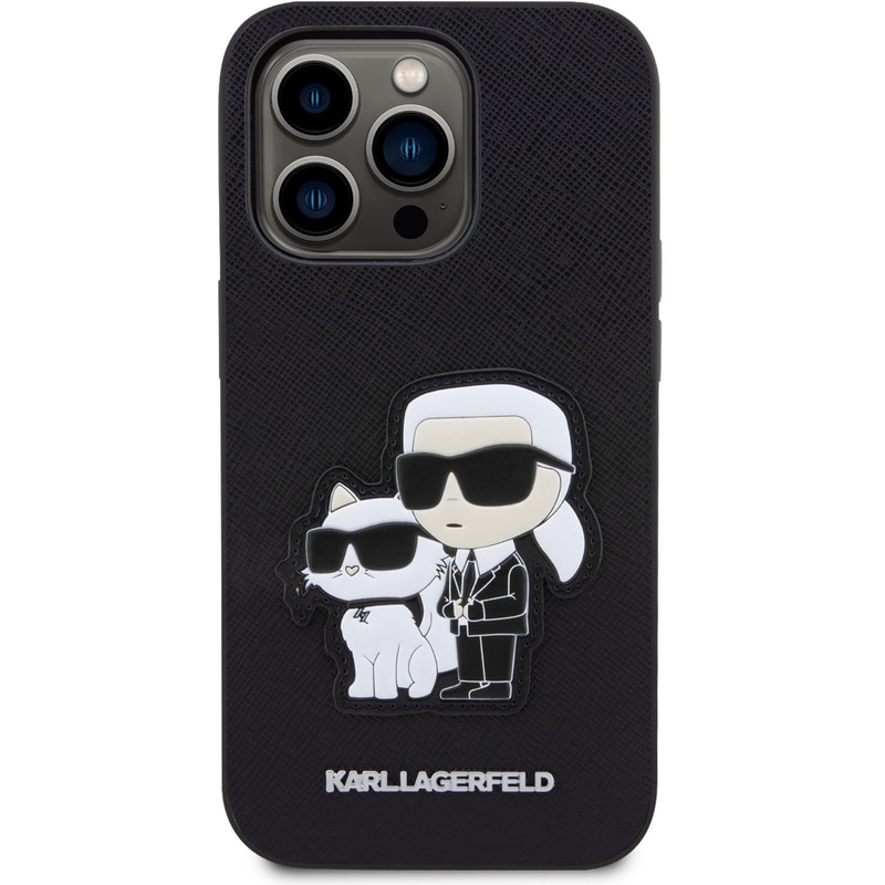 Θήκη Apple iPhone 14 Pro Max - Karl Lagerfeld Karl + Choupette Patch Saffiano Case - Black