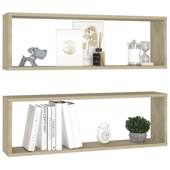 Ράφια Τοίχου VidaXL Κύβοι από Μοριοσανίδα 80x15x26.5cm 2 Τμχ - Μπεζ/Δρυς image 8