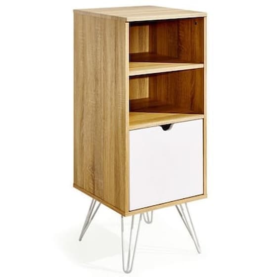 Συρταριέρα Καφέ Με Ράφια Και Ντουλάπι Υ102x40x44,5εκ. Βάθος image 0