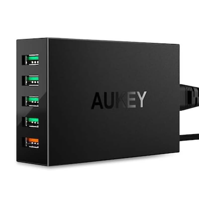 AUKEY Φορτιστής Πρίζας Aukey Pa-t15 Indoor 5x Usb 10.2A 54W Usb-C - Black