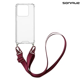 Θήκη Xiaomi Xiaomi 14 - Sonique Armor Σιλικόνης Με Strap Μπορντό - Clear