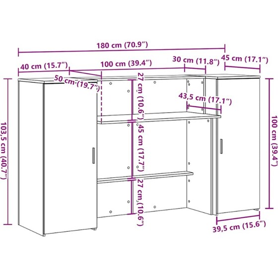 Γραφείο Υποδοχής VidaXL από Τεχνητό Ξύλο 180x50x103,5 cm - Μαύρη Δρυς image 9