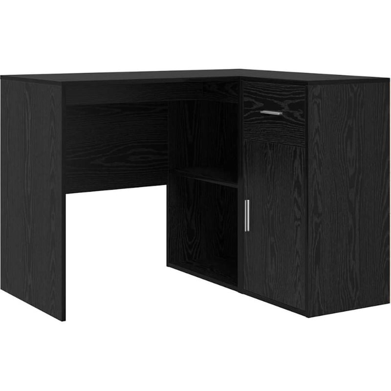 Γωνιακό Γραφείο VidaXL με Συρτάρι και Ράφι 102x88x75 cm - Μαύρη Οξιά