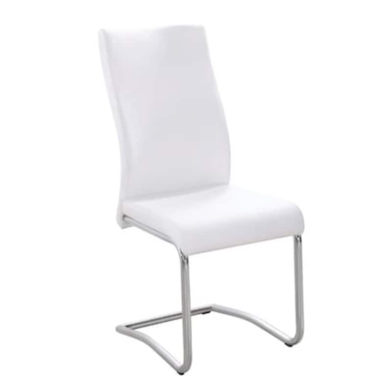 WOODWELL Καρεκλα Δερματινη Εκρου Pvc Με Σκελετο Χρωμιου - Σετ 4 Τεμαχίων