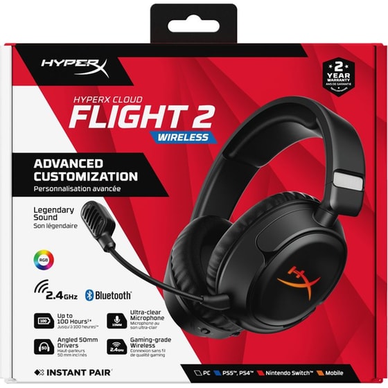 HyperX Cloud Flight 2 Gaming Ασύρματα Ακουστικά Bluetooth - Μαύρο image 2