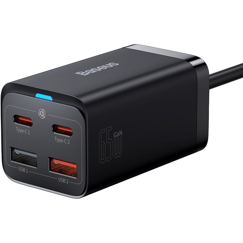 Φορτιστής Πρίζας Baseus 2xUsb-C, 2xUsb 65W - Black