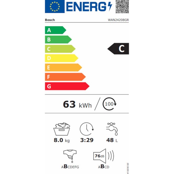 Πλυντήριο Ρούχων BOSCH WAN24208GR 8 kg 1.200 Στροφές με EcoSilence Drive™, Αντιαλλεργικό Πρόγραμμα και SpeedPerfect - Λευκό image 4