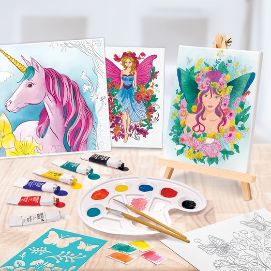 AS Company HappiHobbi Σετ Εργαστήριο Ζωγραφικής με Ακρυλικά Χρώματα & Ξύλινο Καβαλέτο (1038-11042) - Τυχαία Επιλογή Σχεδίου image 4