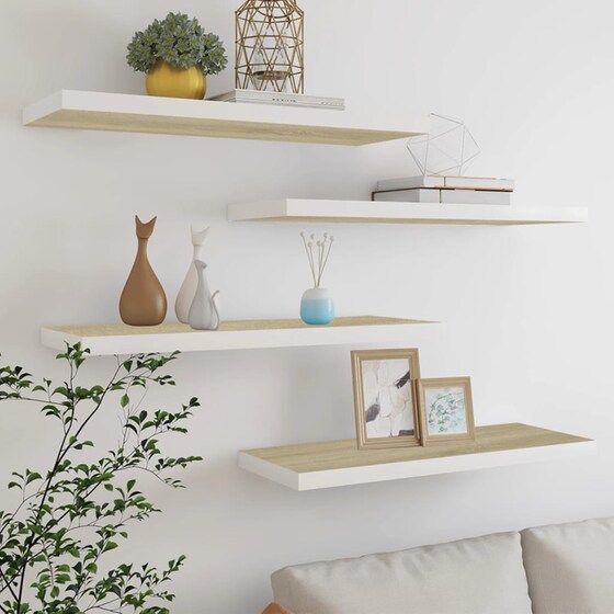 Ράφια Τοίχου VidaXL από MDF 80x23.5x3.8 cm 4 Τμχ - Λευκό/Μπεζ image 1