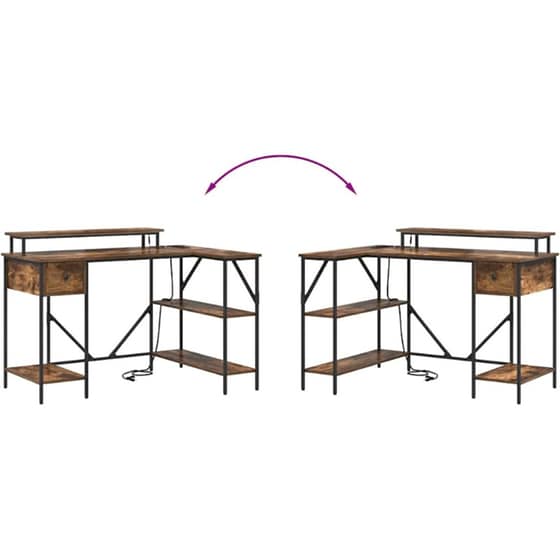 Γραφείο VidaXL από Επεξεργασμένο Ξύλο 120x79x86,5 cm - Καπνιστή Δρυς image 10