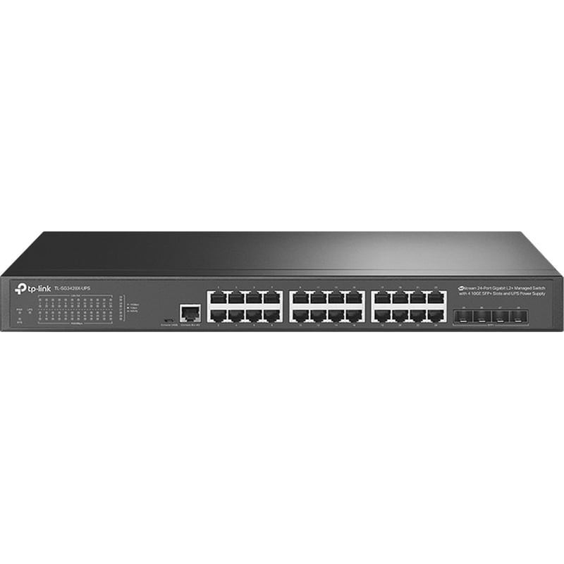 TP-Link TL-SG3428X-UPS JetStream Network Switch Managed L2+ Gigabit Ethernet (10Gbps) SFP+ Slots 24-Port PoE+ Support