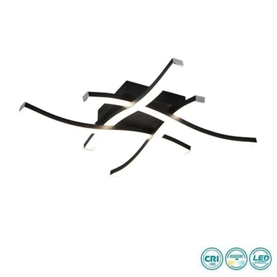 Trio Lighting Route Πλαφονιέρα Οροφής 46εκ. Μαύρη με Ενσωματωμένο LED image 1