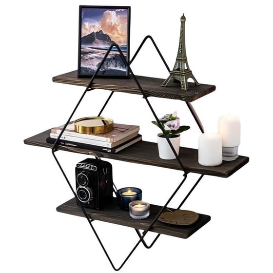 Ραφιέρα 24mall Gladiolo  από Μέταλλο/Ξύλο 60x15x40 cm - Ανθρακί/Μαύρο image 0