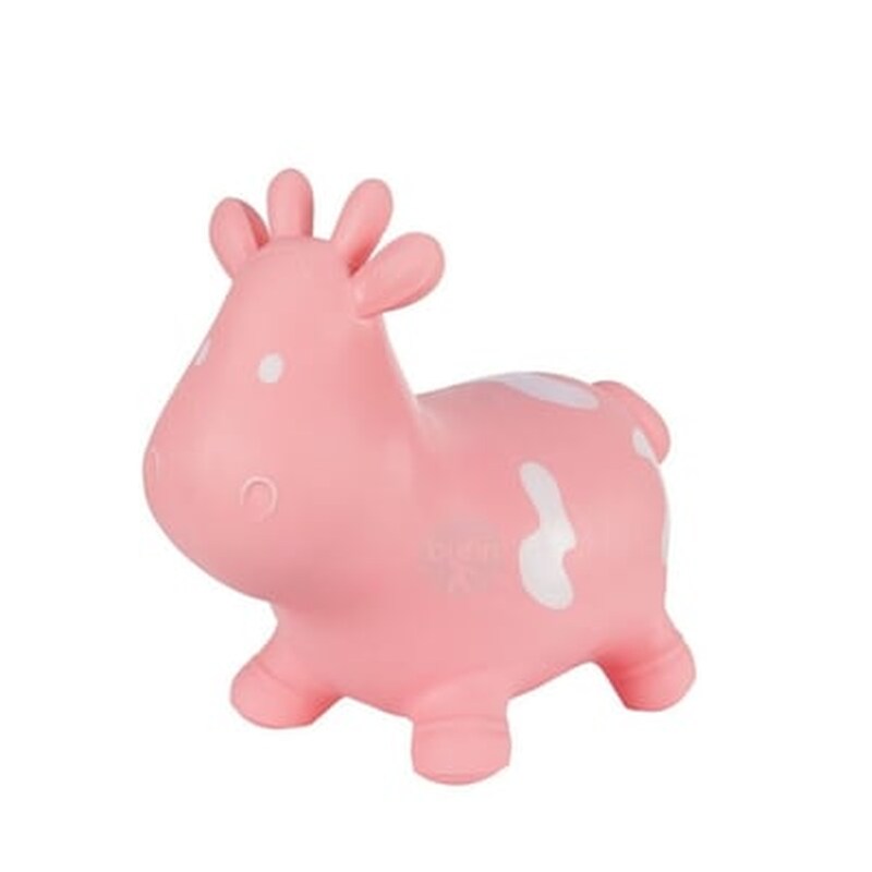 Hoppimals Φουσκωτό Αγελάδα Χοπ Χοπ, Ζωγραφισμένο στο χέρι – Ροζ