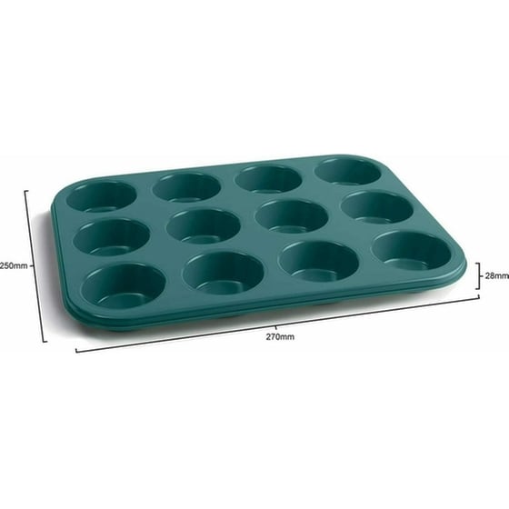 Jamie Oliver Φόρμα Ζαχαροπλαστικής για Cupcakes/Muffins από Αλουμίνιο 12 Θέσεων 35x27x3εκ. Πράσινη image 2