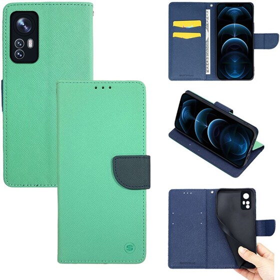 Θήκη Xiaomi Xiaomi 12/Xiaomi 12X 5G - Sonique Trend Book - Βεραμάν/ Σκούρο Μπλε image 0