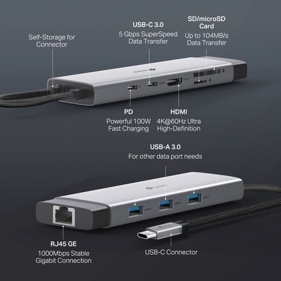 Hub USB Type-C 9 in 1 Hub TP-LINK 2x USB-C/3x USB/MSD/HDMI/ET image 3