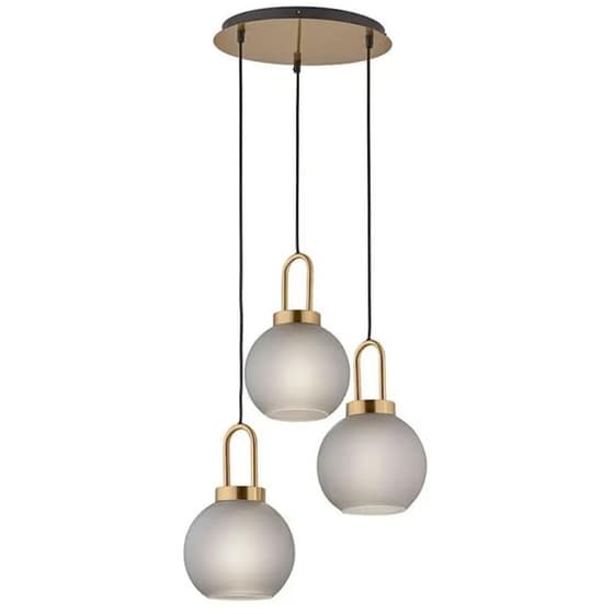 Φωτιστικό Οροφής Τρίφωτο Viokef Doria 4249700 Γυάλινο/Μεταλλικό - Χρυσό/Μαύρο image 0