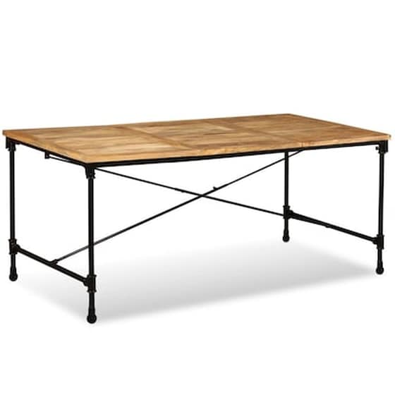 Τραπεζαρία Vidaxl από Μασίφ Ξύλο Μάνγκο 180x90x76 cm - Μαύρο/Καφέ image 0