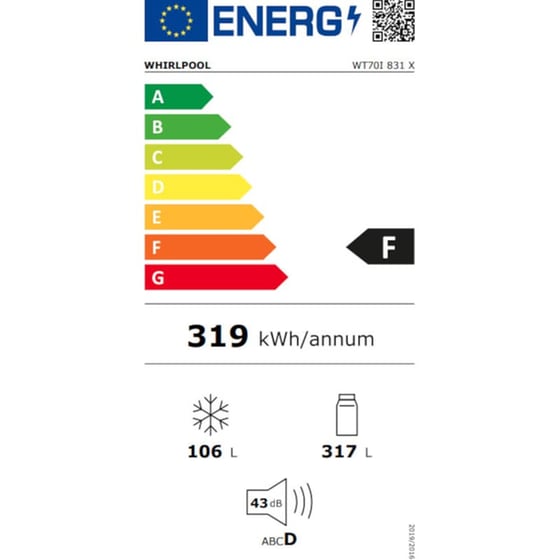 WHIRLPOOL WT70I 831 X Total No Frost 423 Lt με Activ0° και LED φωτισμό - Inox Δίπορτο Ψυγείο image 5