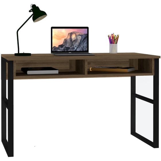 Γραφείo Μελέτης 24Mall Brescia από Μοριοσανίδα 120x60x75 cm - Καφέ/Μαύρο image 2