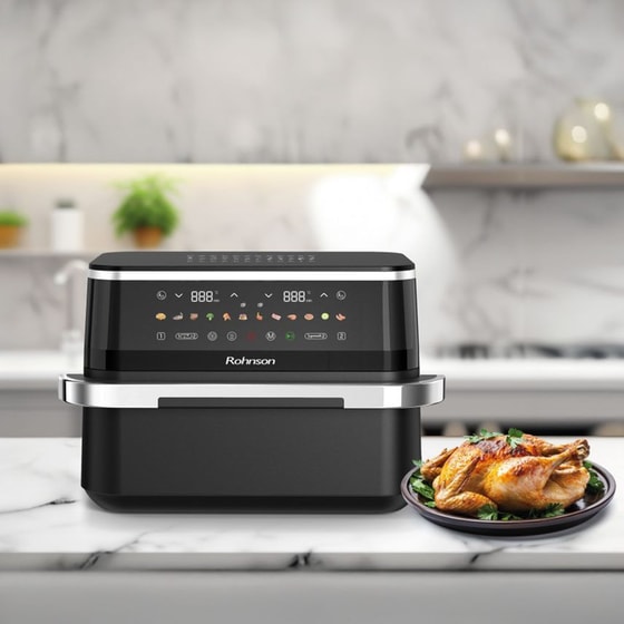 ROHNSON R-28019 με Αποσπώμενο Κάδο 9 L 3100 W Μαύρο Φριτέζα Αέρος image 8