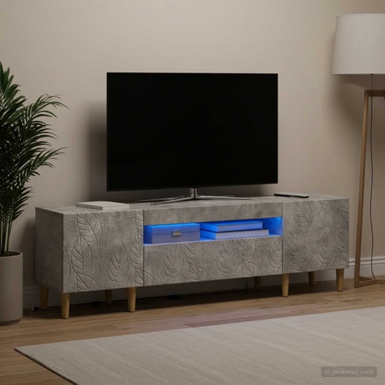 Έπιπλο Τηλεόρασης με LED VidaXL από Επεξεργασμένο Ξύλο - Γκρι Σκυροδέματος image 1