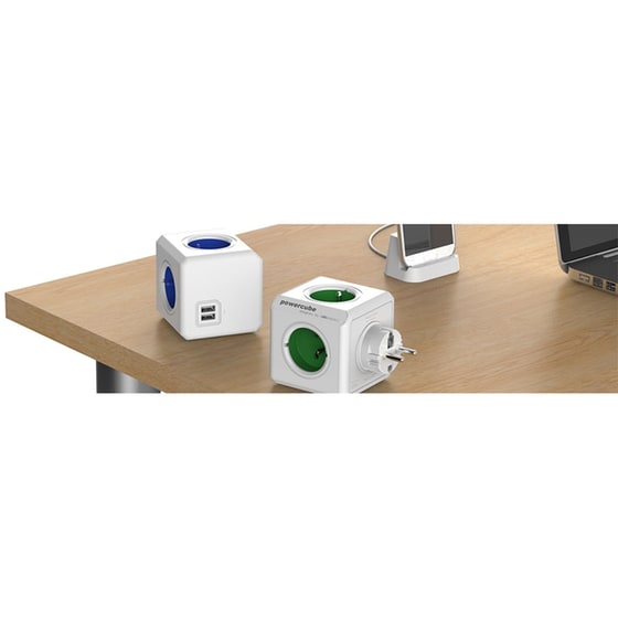 Ταφ Allocacoc Powercube Original 4 Θέσεων με 2 Usb - Λευκό/Κόκκινο image 1