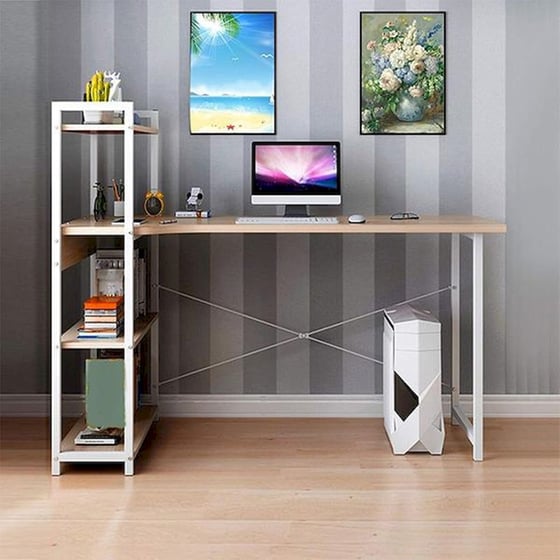 Γραφείο Βιβλιοθήκη Nextdeco 35574 από MDF 120x40x72/111cm - Λευκό image 1