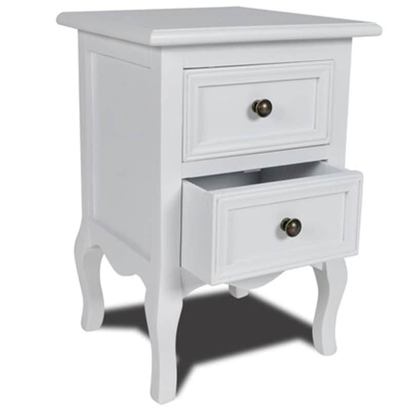 VIDAXL Vidaxl Κομοδίνο Με 2 Συρτάρια Λευκό Από Mdf