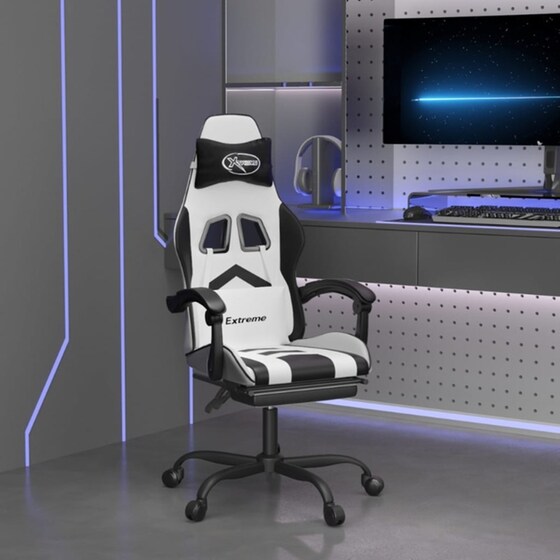 Καρέκλα Gaming VIDAXL 3143912 με Υποπόδιο από Τεχνητό Δέρμα - Μαύρο image 9