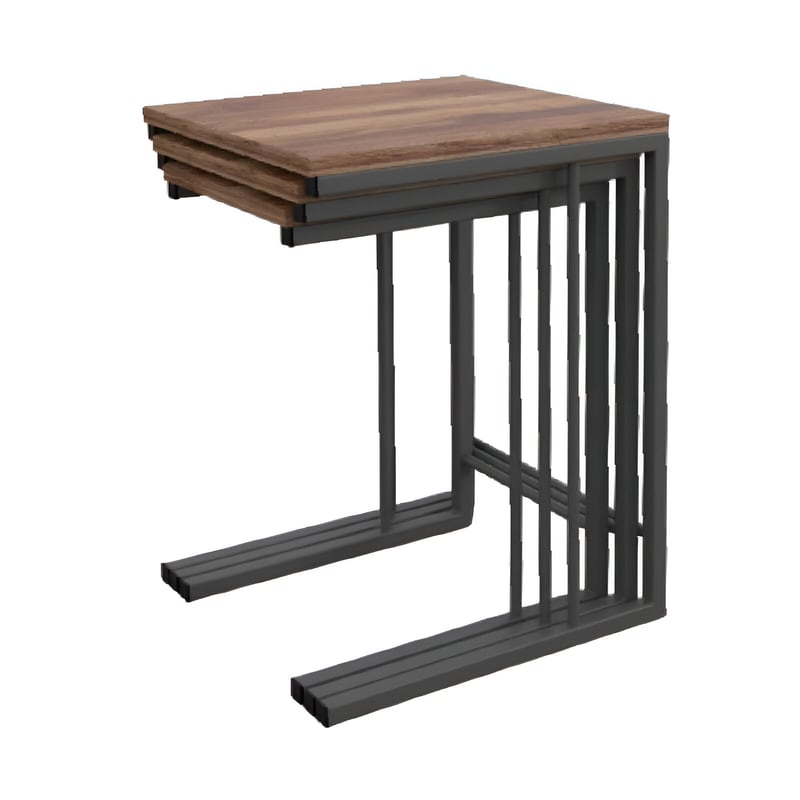 24MALL Σετ Βοηθητικά Τραπεζάκια Rea Μεταλλικά 44x40x55 cm - Μαύρα