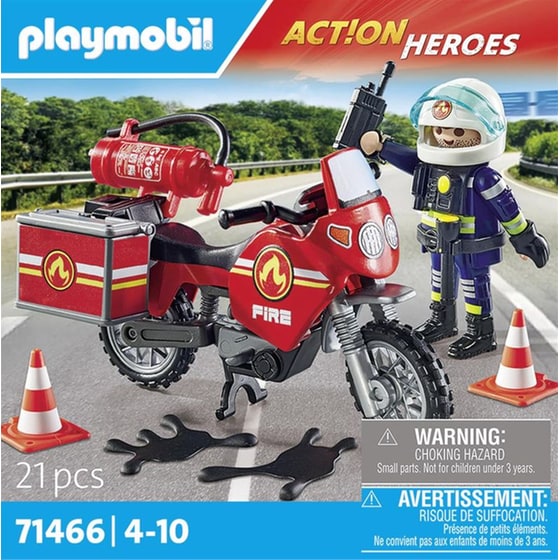 PLAYMOBIL® Action Heroes Πυροσβέστης με Μοτοσικλέτα (71466) image 4