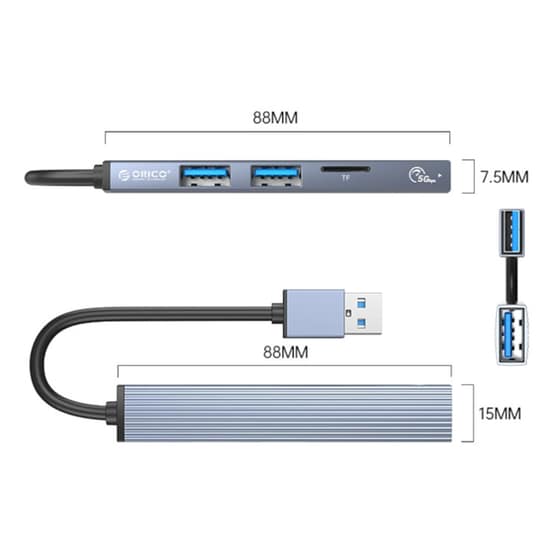 USB Hub Orico AH-A12F 3 Ports & SD reader Grey image 1
