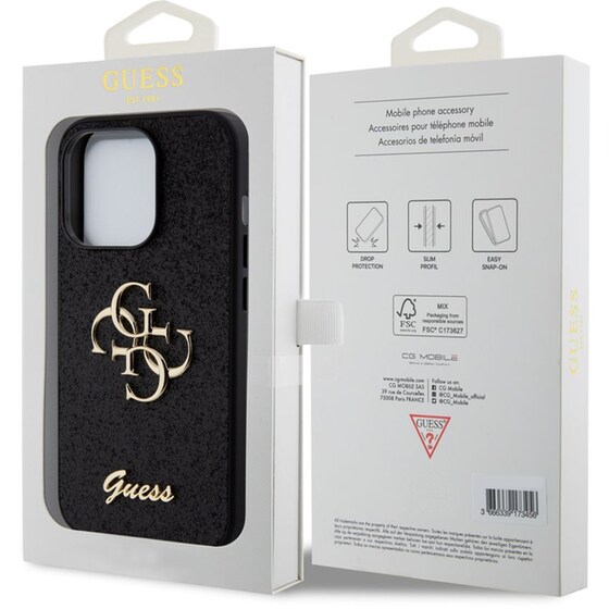 Θήκη Apple iPhone 15 Pro - Guess Fixed Glitter 4g Logo Case - Μαύρο image 3