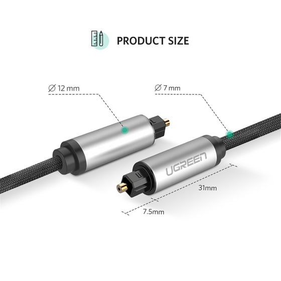 Καλώδιο Οπτικής Ίνας Ugreen TOS male σε TOS male - 1m image 2