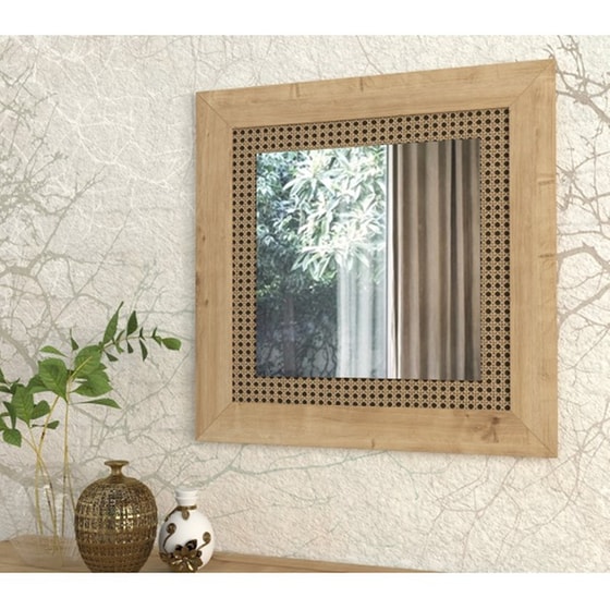 Διακοσμητικός Καθρέπτης 24Mall Procida Ξύλινο 72x72 cm - Καφέ image 2